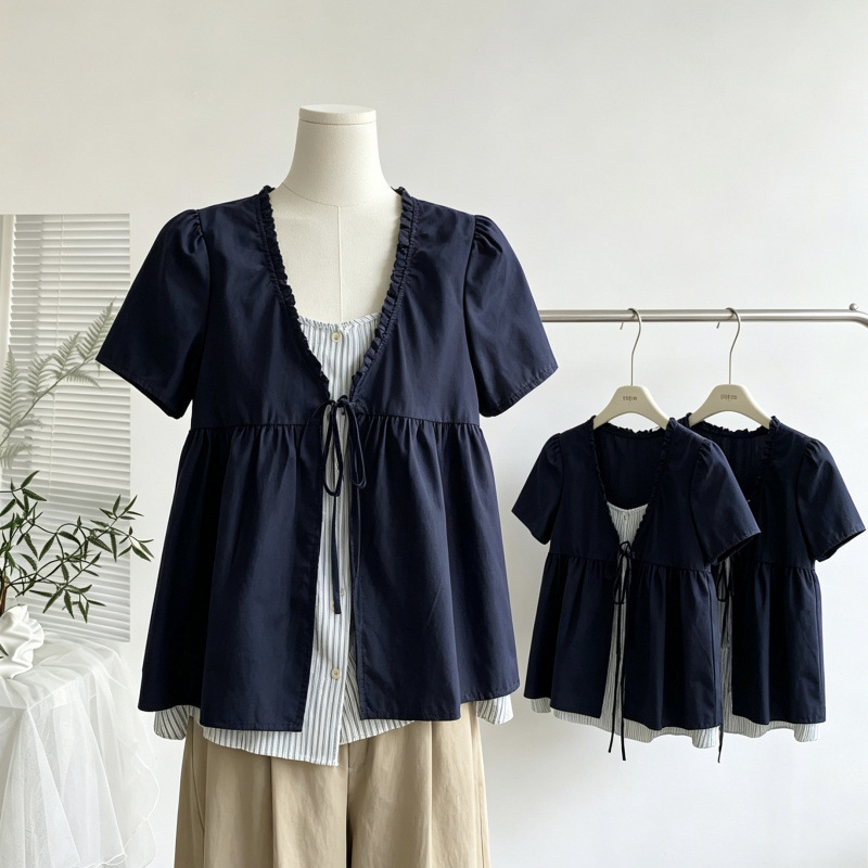 Nocan 5/29-6/10 Limited Time Offer 5% off Garden Holiday! V-Neck Ruffled Fake Two-Piece Tie-Up Shirt Nocan 5/29-6/10 Limited Time Offer 5% off Garden Holiday! V-Neck Ruffled Fake Two-Piece Tie-Up Shirt