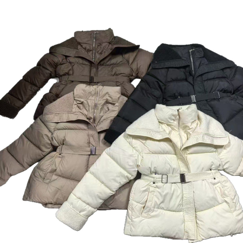 翻领羊羔毛羽绒棉服女加厚短款外套2025冬季新款棉衣收腰棉袄|undefined