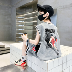 男童夏裝套裝2024新款中大童寬鬆坎肩運動兩件套兒童夏季衣服批發