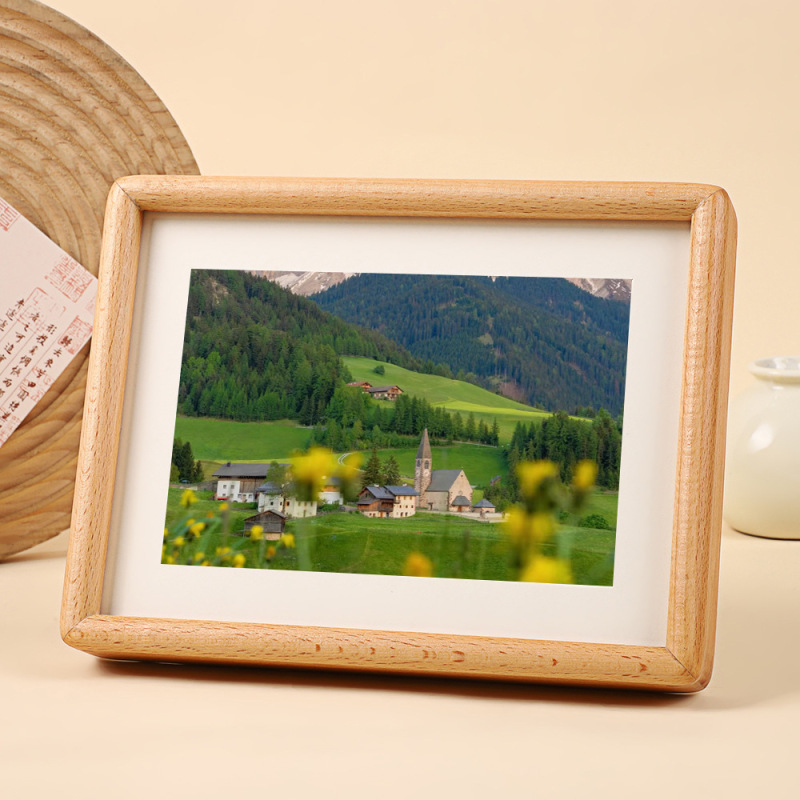 Cream Color Three-Dimensional Beech Fashion Photo Frame Table Simple Creative Wooden Small Photo Frame Oil Painting Framed Hollow Photo Frame