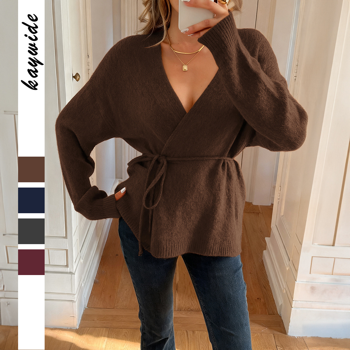 Women's Elegant Solid Color Long Sleeved Jacket Autumn Winter Outerwear Independent Website_ecoleips.com