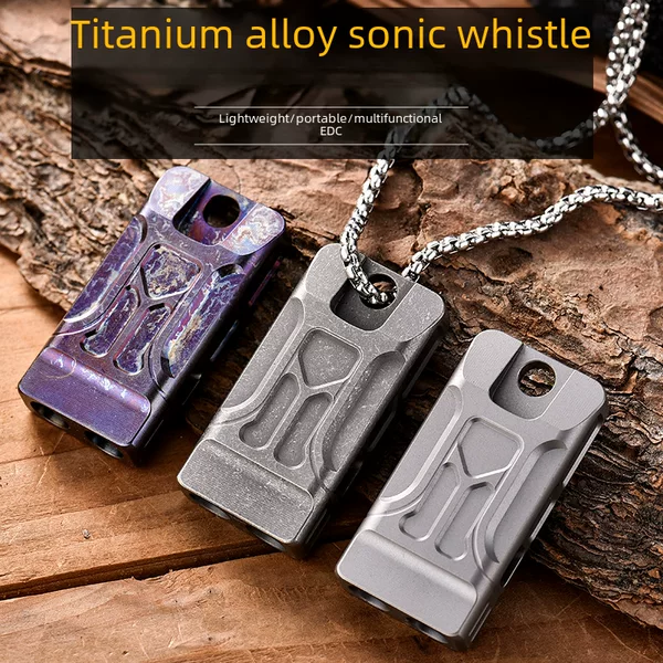 High-Pitched Titanium Alloy Whistle, High-Frequency Loud Sound, Double-Tube Frosted Metal Whistle, Outdoor Emergency Rescue Whistle
