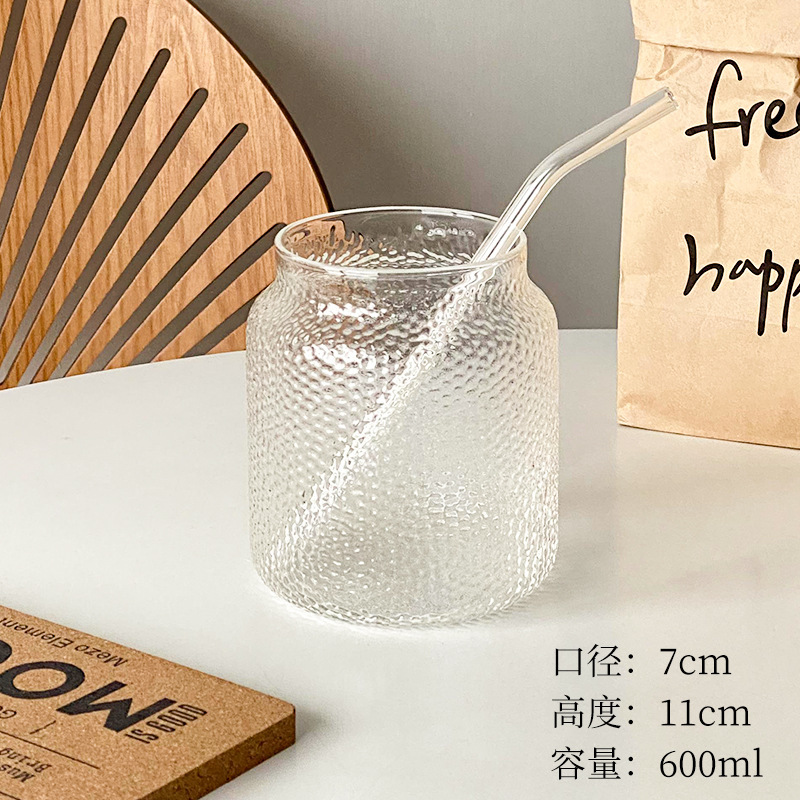 Inswind Red Hot Restaurant Taza de vidrio resistente al calor Taza de menú de frutas de gran capacidad Taza de café de hielo americano Taza de bebida de jugo