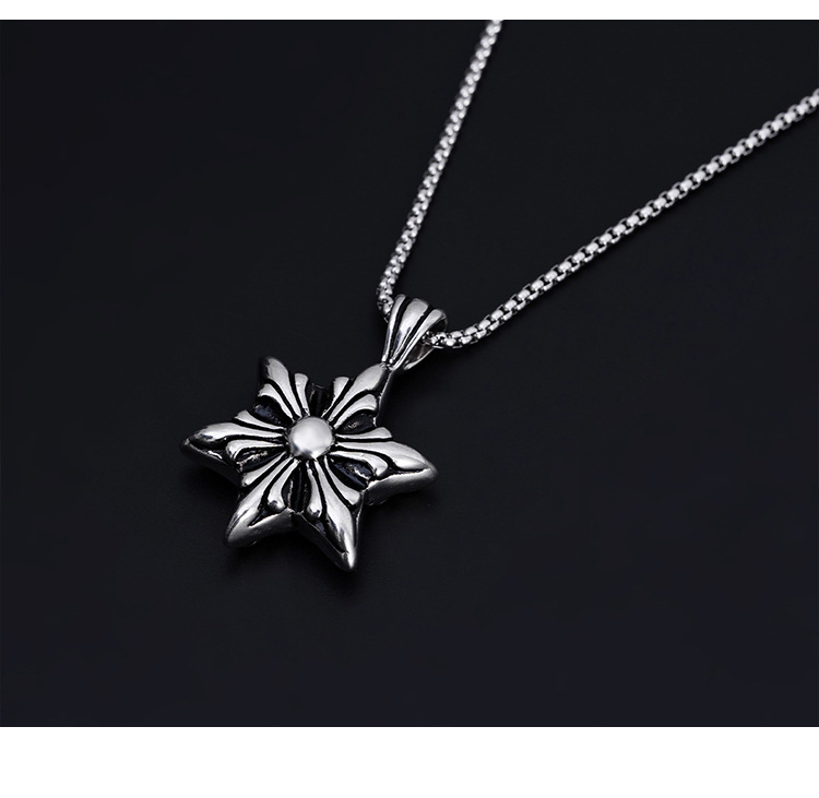 Titanium Steel Star Pendant Necklace Classic Snowflake Design_voghion.com