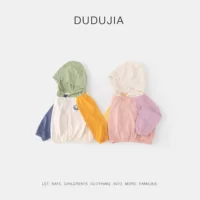 Верхняя одежда для мальчиков Dudujia, солнцезащитные козырьки, летние легкие топы для девочек, летняя одежда с длинными рукавами и цветными блоками, детские кардиганы на молнии, модные