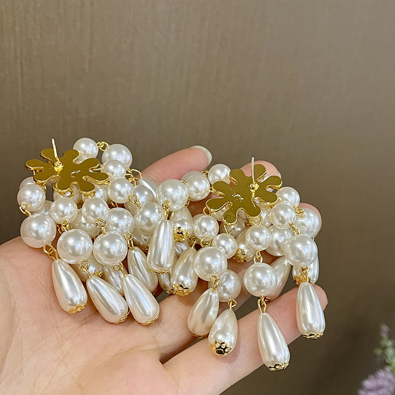 Orecchini a lobo vintage con perle e nappe in argento 925_voghion.com
