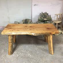 原生态家具实木餐桌简约现代原木茶桌免漆做旧樟木家具餐桌椅组合