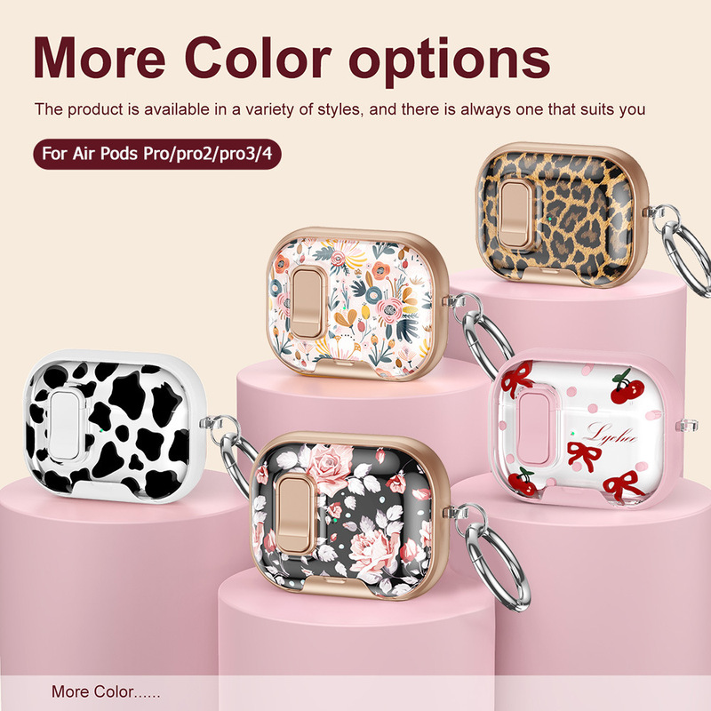 Suitable for AirPods Pro3 Protective Case with Cartoon Lock Buckle, Pro2 Anti-Drop Airpods4 Earphone Case with Stand, Drop Shipping Available