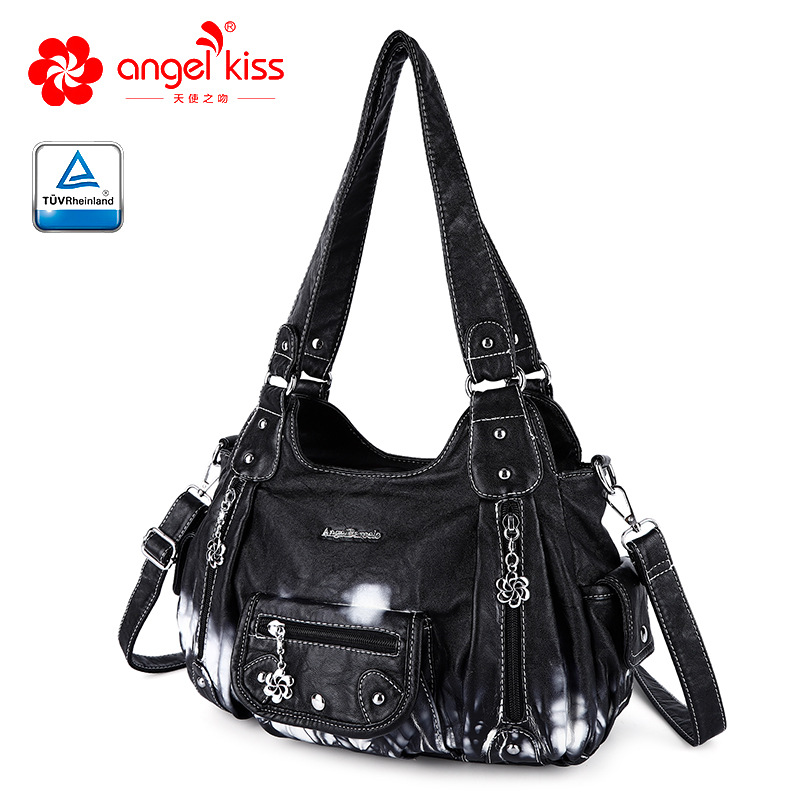 Amazon nuevo multi-funcional bolso de las mujeres multi-color tie-dyed pu casual hombro bolsa de mensajero al por mayor