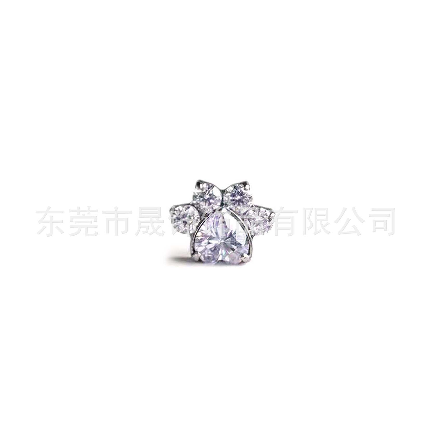 F136 Titanium 满 Diamond 桃 Heart Cat Paw Studded Cubic Zirconia Ear Stud G23 Implant Grade Titanium Labret Stud 人体 Piercing Jewelry Helix Cartilage Stud