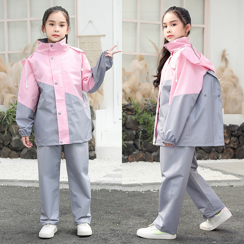 Children's raincoat rain pants split suit primary school boys and girls full body waterproof jacket car riding poncho cross-border