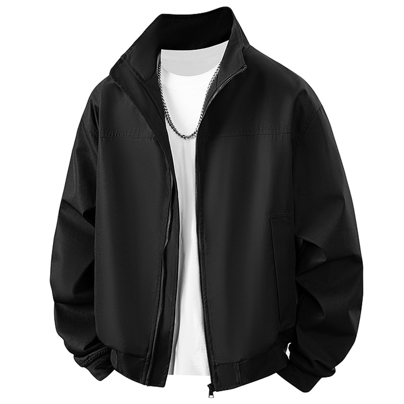 Tres chaquetas de entrenador de defensa transfronterizas estadounidenses de primavera y otoño de cuello vertical piloto duro chaqueta de béisbol corta abrigo suelto