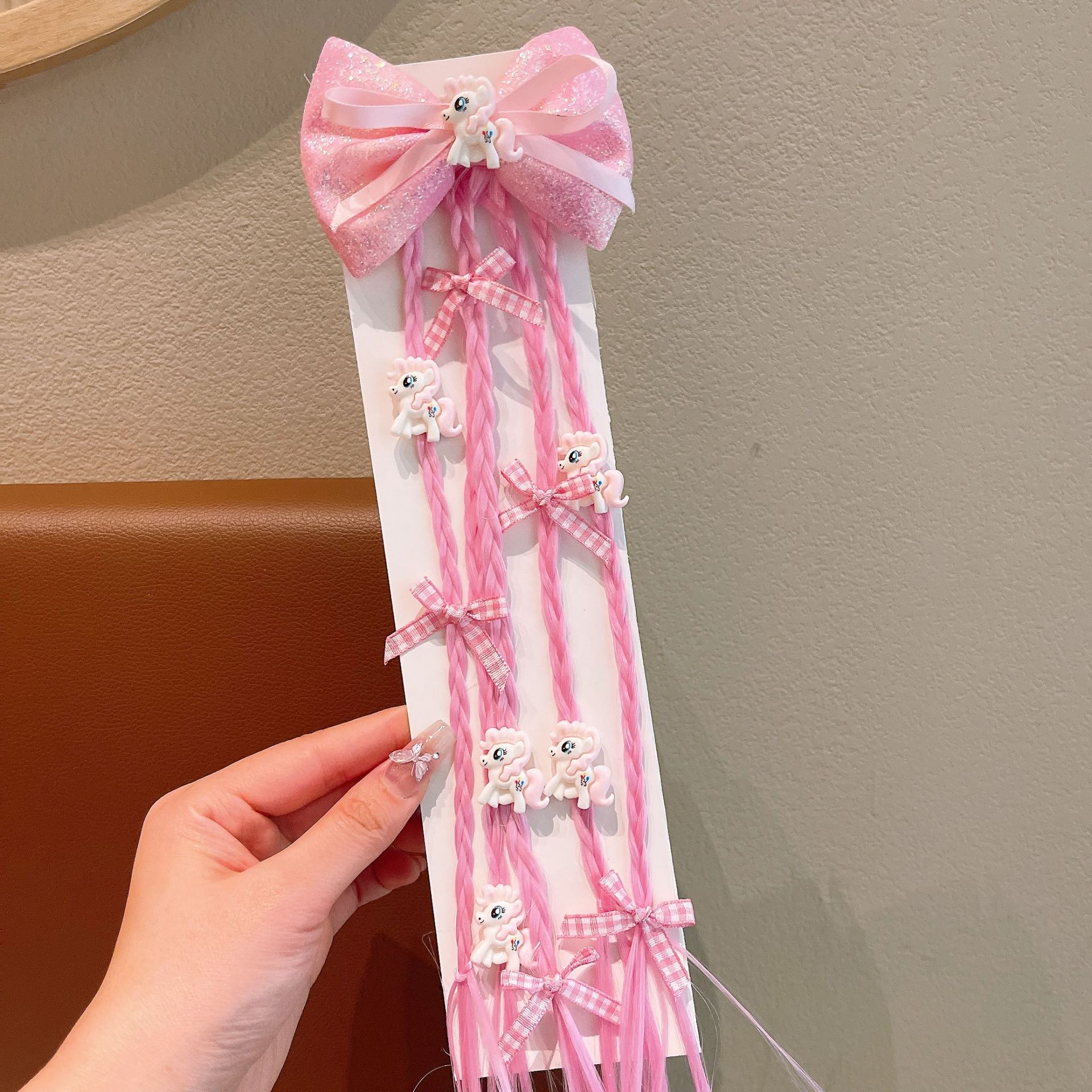 Nuevo niño peluca de cabello de cabello trenzado anillo de cabello chicas lindas paoli trenzado cabello de cola de caballo alta ropa china adornamiento de cabello