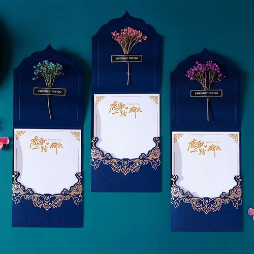 Employee birthday greeting card with logo, Women's Day gift, dried flower card, thanksgiving event greeting card