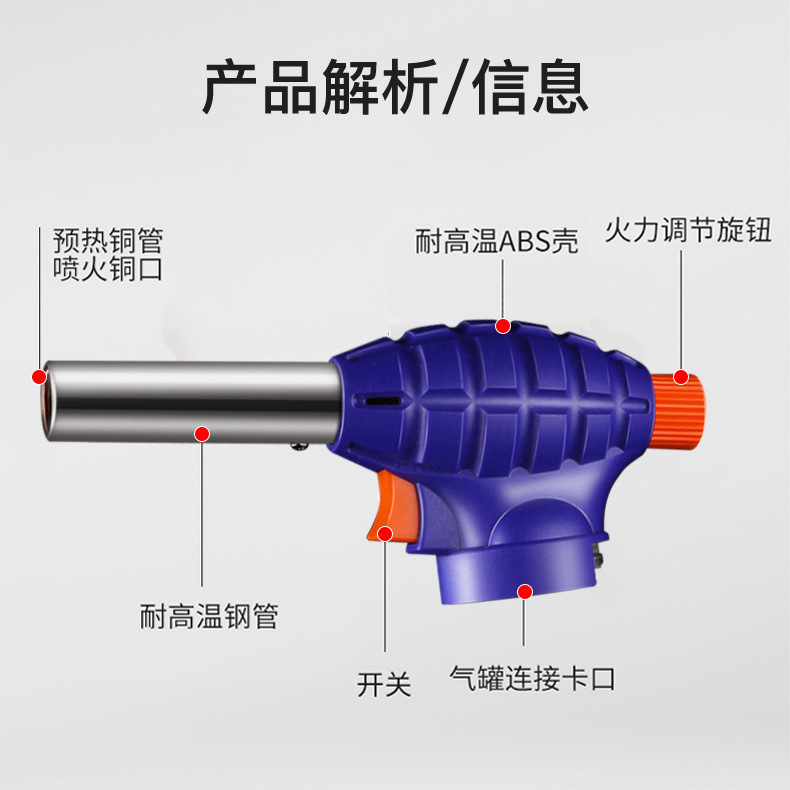 Pistola de rociador, pistola de rociador de fuego, piel de cerdo quemada, punta de pistola de rociador de fuego de mano, tanque de gas doméstico tipo tarjeta, encendedor de encendido, rociador de cobre completo image 11