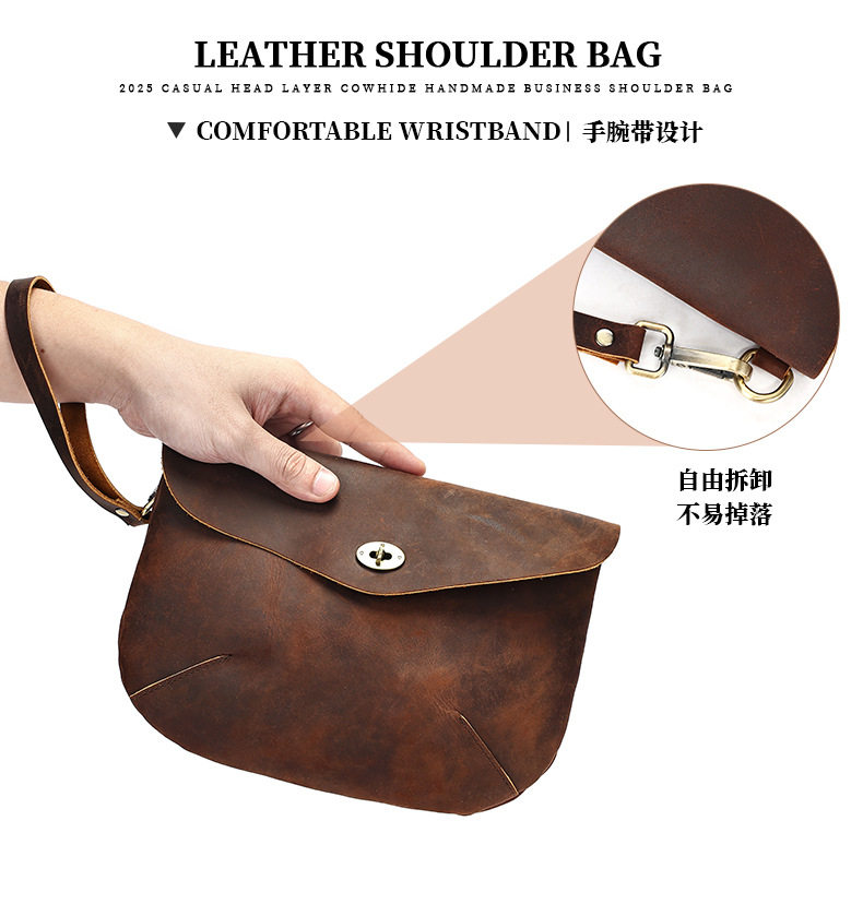 Túi đeo chéo nam da thật da ngựa điên phong cách retro, túi đeo vai đựng vừa máy tính bảng 8 inch — 1323 màu nâu, 1323cà phê, 6097 cà phê đen, 6097 màu nâu chi tiết 133
