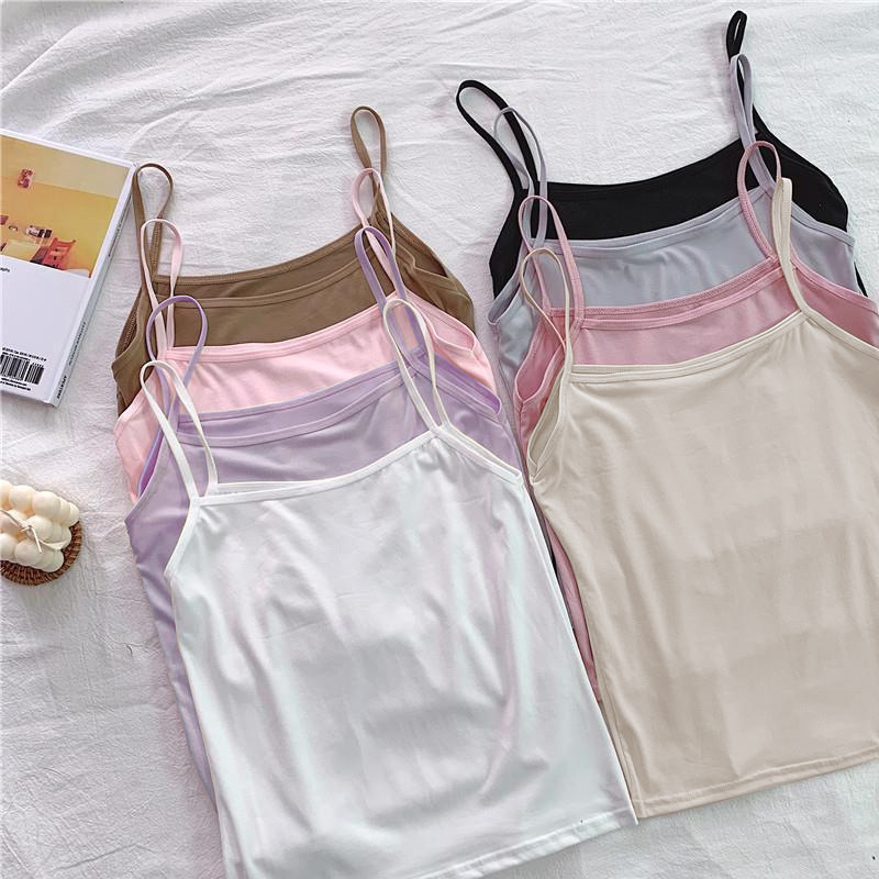 Cross-Border Camisole Tank Tops for Export, Short Style, Solid Color, Suitable for Girls and Students, Wholesale from Manufacturer