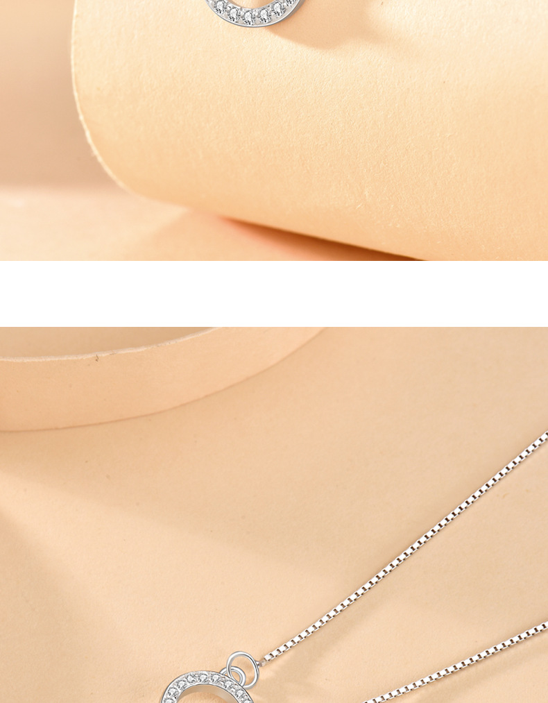925 sterling silver Chain Material box chain Chain Type Daily Occasion 925 Sterling Silver Material Valentine'S Day Festival 925 Sterling Silver Zircon Box Chain Plating Geometric Pendant Necklace