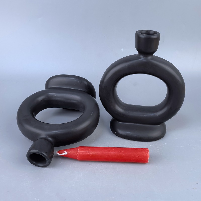 Portavelas minimalista de cerámica para decoración del hogar, cena a la luz de las velas, soporte para velas de cumpleaños, decoración de mesa, estilo porcelana blanca.
