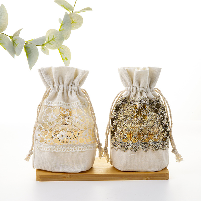 Bolsa de lona transparente ventana blanco cordón bolsa cigarrillo caramelo bolsa de regalo color sólido impreso bolsa de lona