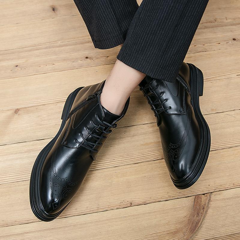 2025 hombres de moda negocios zapatos de cuero de alta altura botas cortas zapatos de hombre, zapatos de moda retro, zapatos de estilo grande para hombres