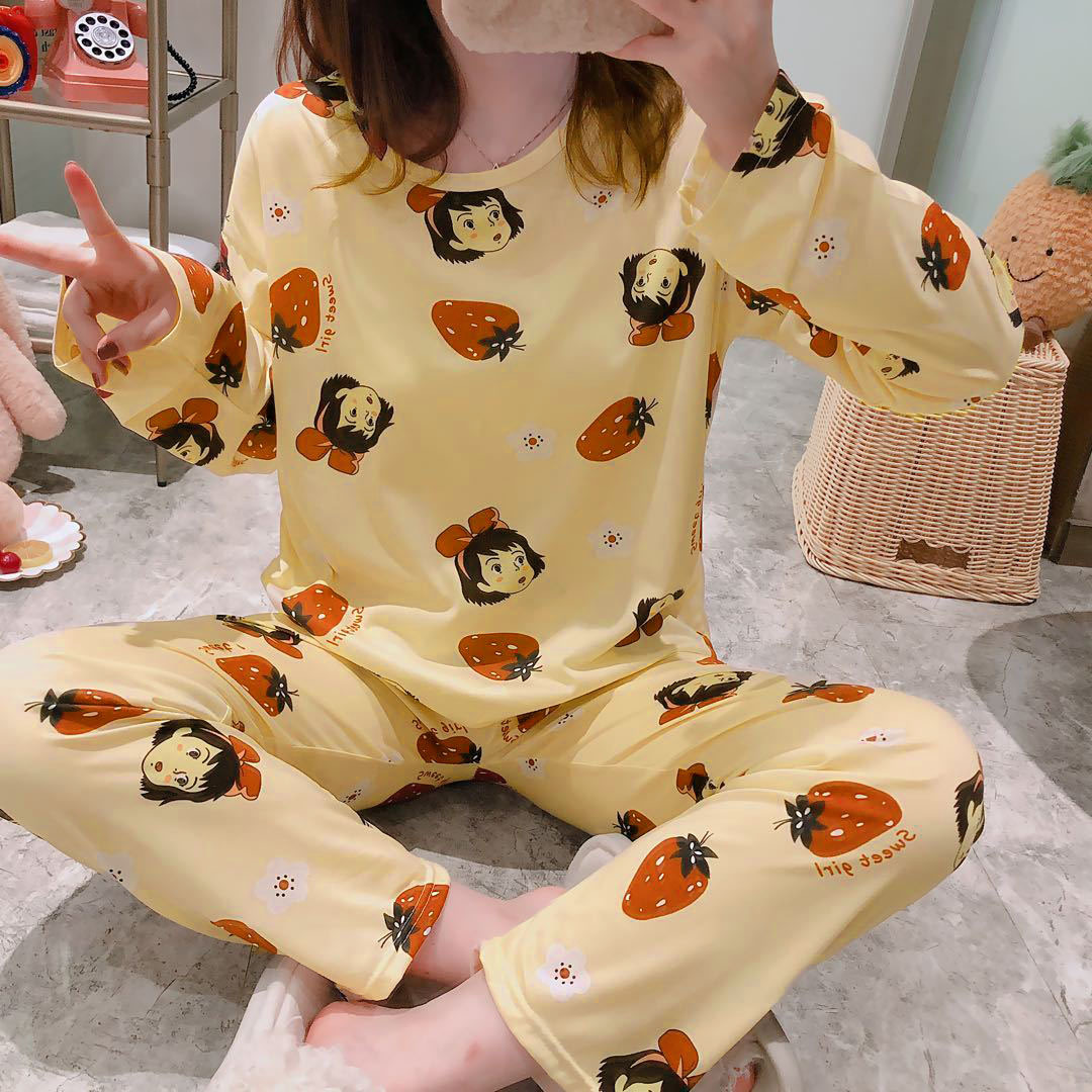 Pijamas de manga larga de las mujeres de Primavera/otoño/invierno más el tamaño de los pijamas de las mujeres de verano estilo coreano ropa de abrigo de las mujeres