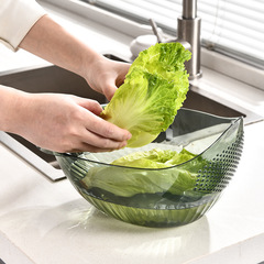 Kitchen multifunctional rice basket household vegetable washing artifact plastic transparent drain rice basin vegetable and fruit vegetable washing basket