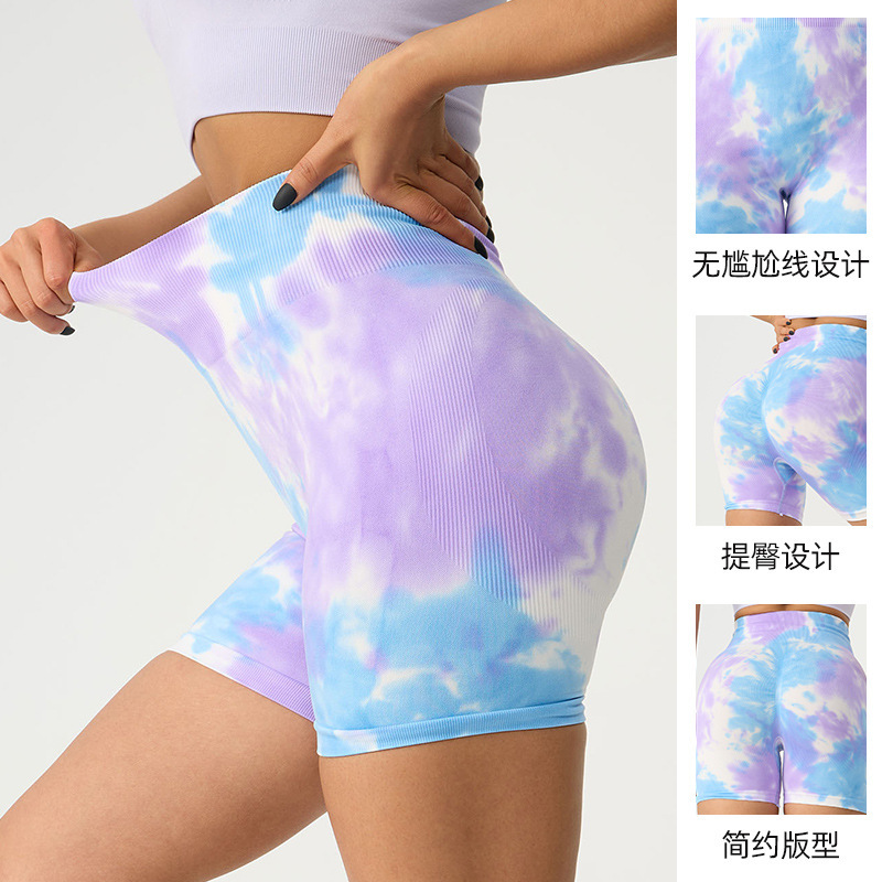 欧美跨境瑜伽裤夏季跑步三分裤女高腰健身运动翘臀短裤收腹紧身裤