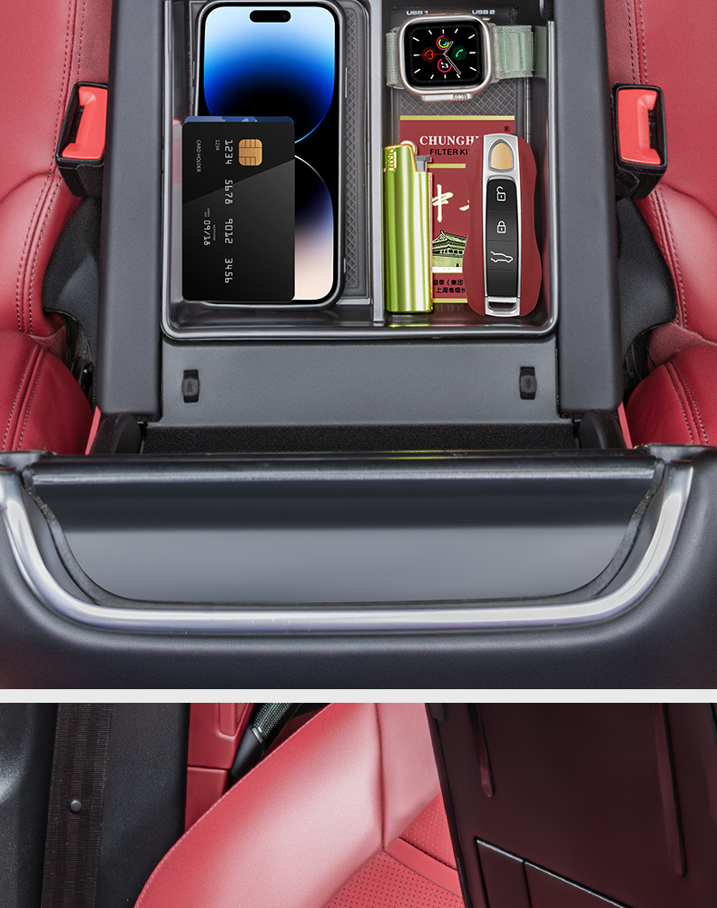 Suitable for Porsche Cayenne Armrest Box Storage Box Cayenne Central Compartment Storage Box Car Interior Supplies