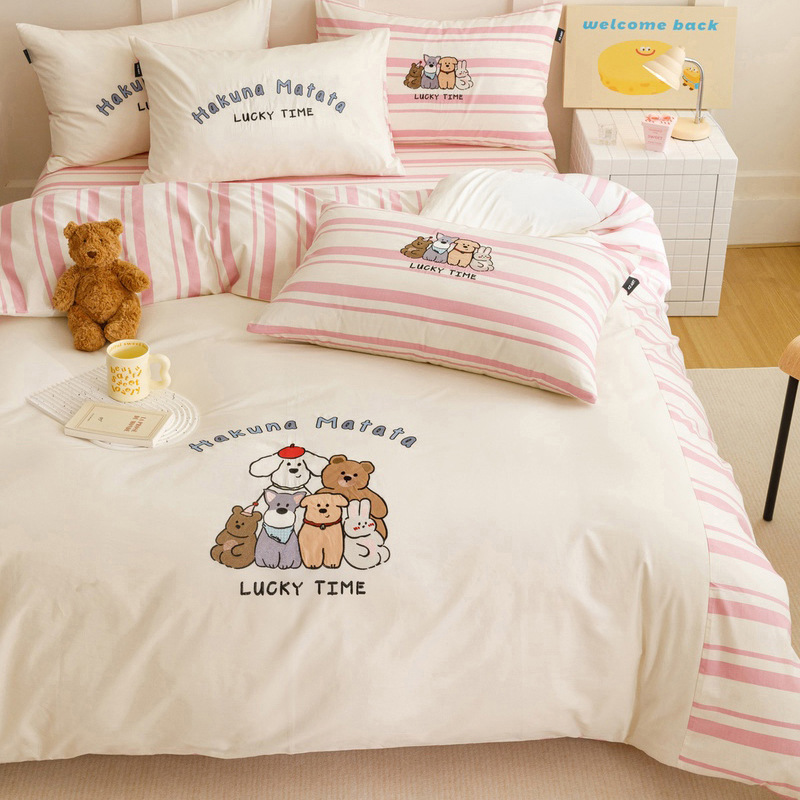 60S de algodón de fibra larga, jacquard de algodón puro, juego de cuatro piezas, sábana de algodón grueso, funda edredón, clase A, textiles para el hogar Nantong