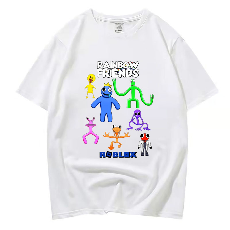 Cross-Border Roblox Rainbow Friends Rainbow Friends Printed Cotton Short-Sleeved European Size T-Shirt Top