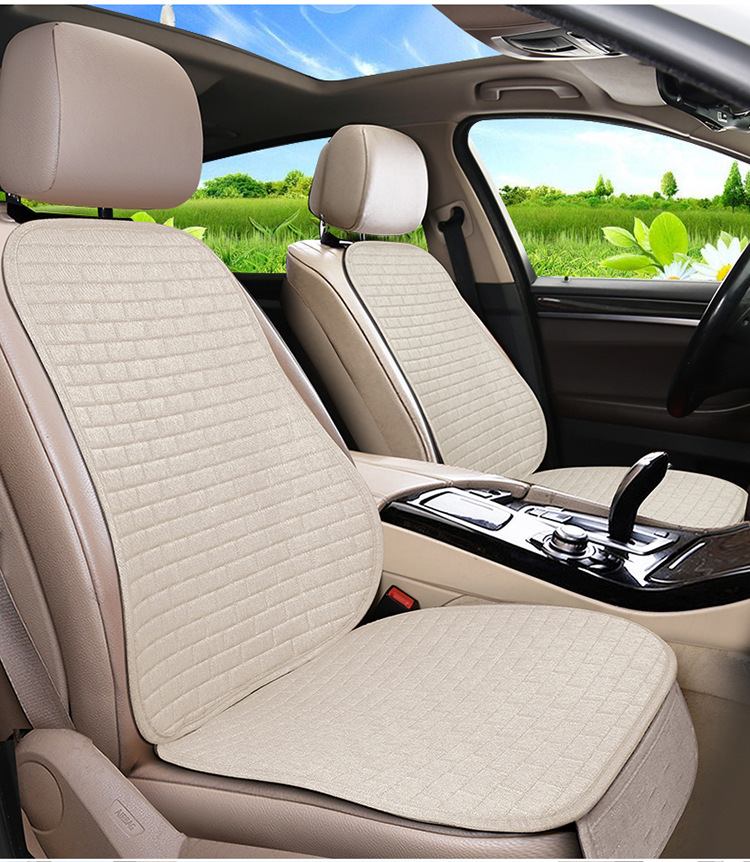Neutral Car Seat Cushion Four-Season Single-Piece Three-Piece Set Free of Binding Non-Slip Breathable Seat Cushion Seat Cover Linen Brick Seat Cushion
