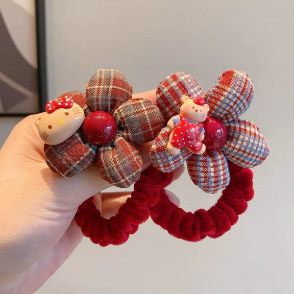 Red children's demi-season cartoon hair rope