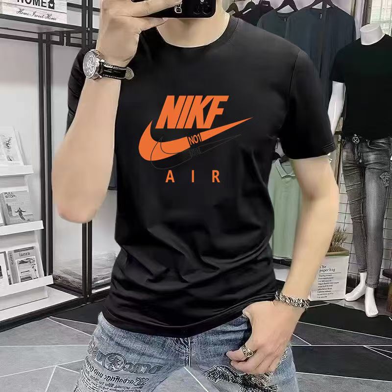 200g cotton summer new printed short sleeve T-shirt men's handsome round neck slim fashion Joker T-shirt 200g cotton summer new printed short sleeve T-shirt men's handsome round neck slim fashion Joker T-shirt