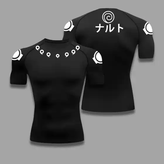 Men's Tight-Fitting Black Athletic Short-Sleeve Shirt for Bodybuilding, Breathable Quick-Dry Muscle Training Top