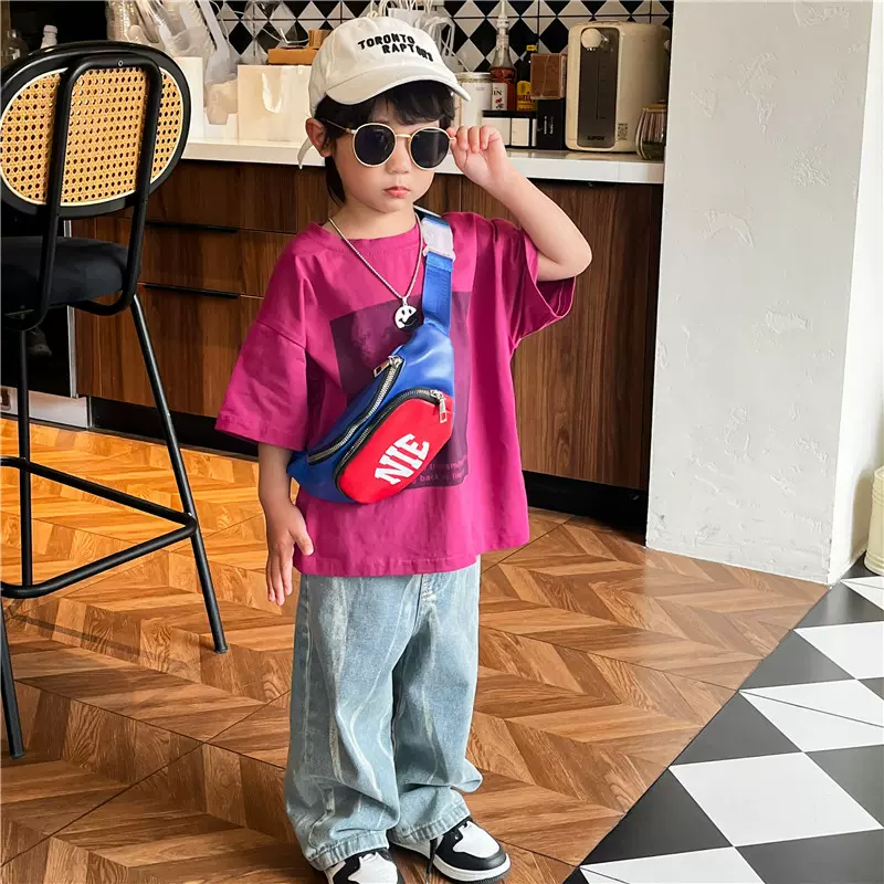 儿童腰包2023新款潮酷洋气儿童斜挎包时尚卡通单肩轻便简约胸包