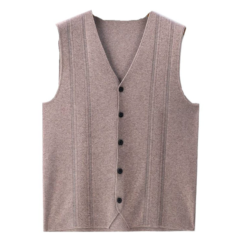 2021 мужской вязаный кардиган среднего возраста мужской деловой шерстяной жилет однотонный жаккардовый жилет Осенний жилет без рукавов оптом