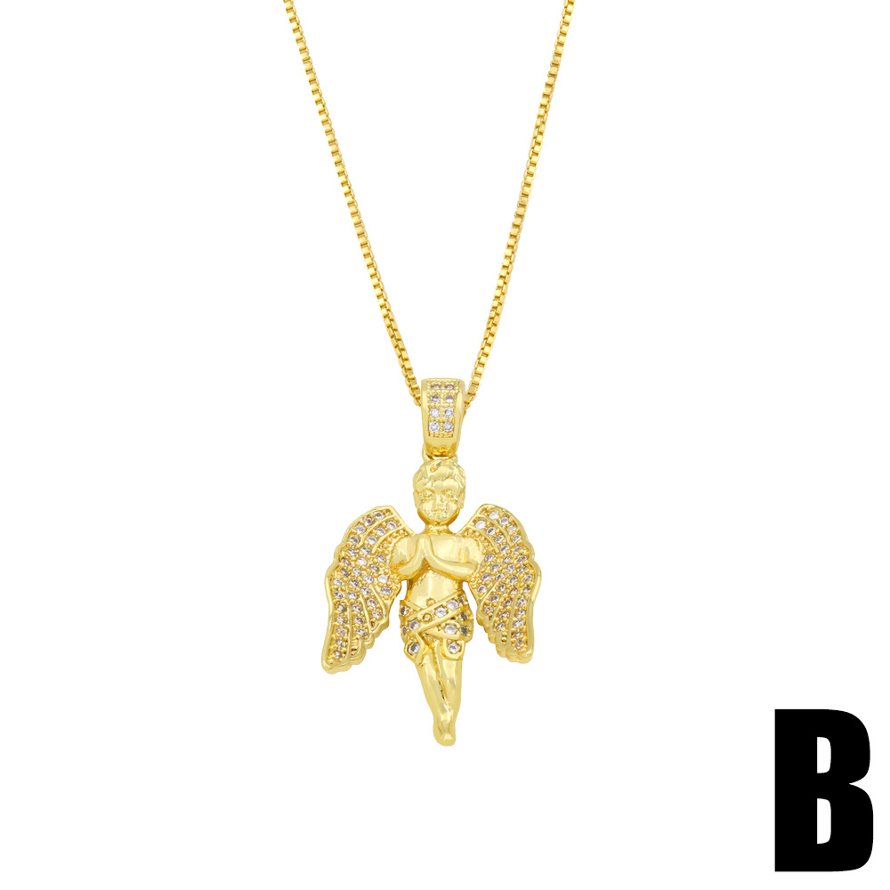 creative goldplated microinlaid zircon angel pendant copper necklacepicture4