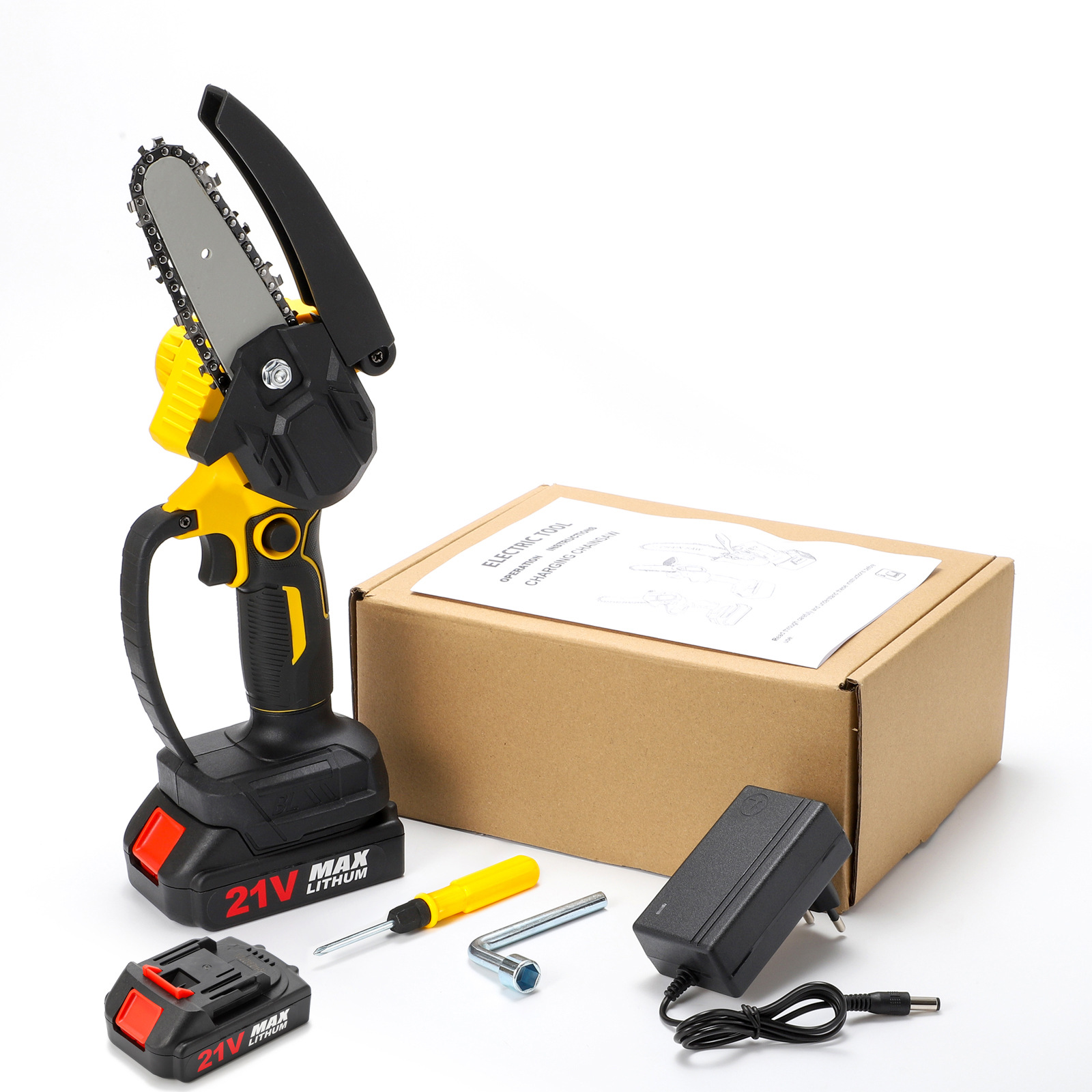 2024新款锂电链锯电动修枝剪伐木锯手持式便携园林工具4寸电锯MT