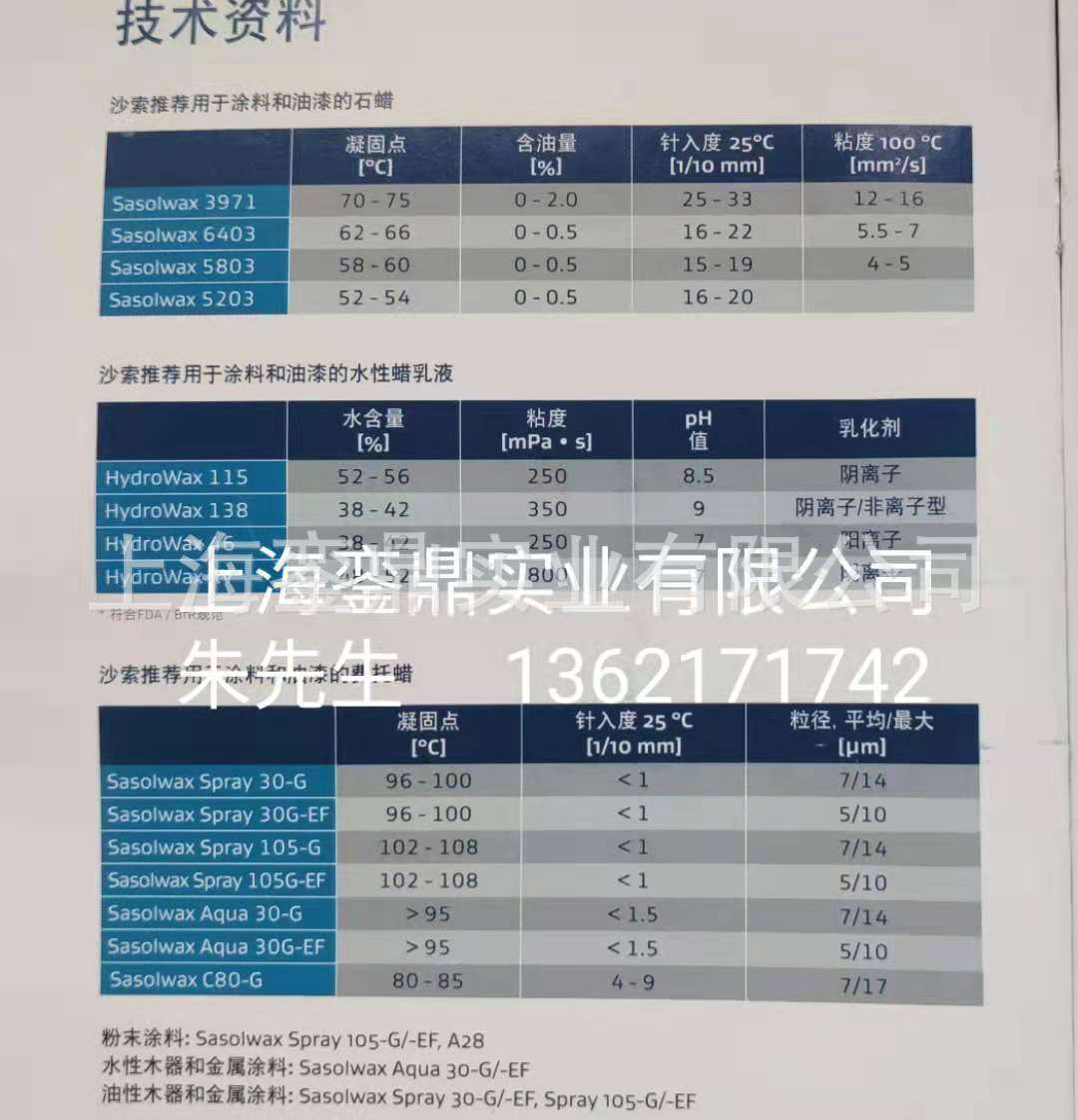 沙索Sasolwax Spray 30-G费托蜡  南非沙索蜡 SASOL WAX B52