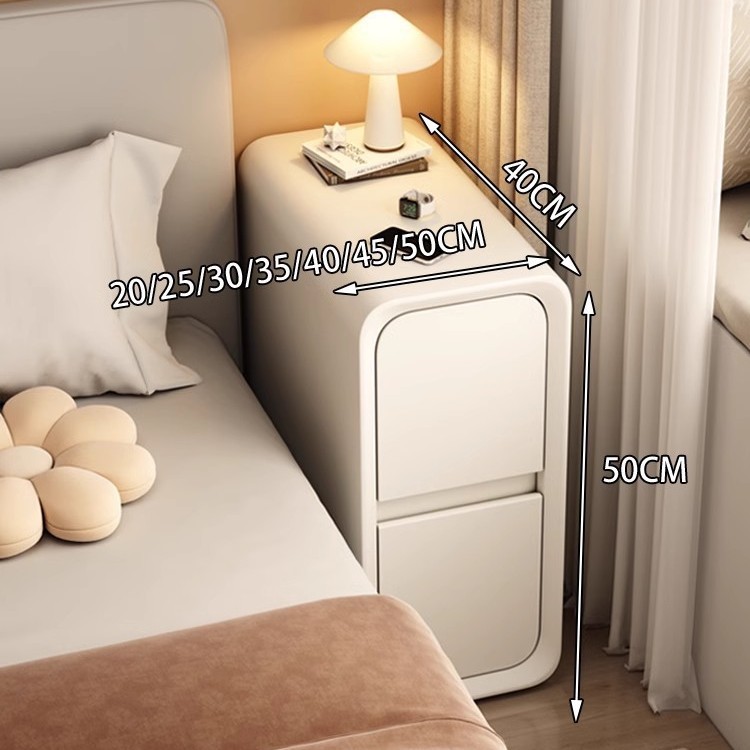 Cabina de cabecera de cama de aire de crema dormitorio pequeño ultra estrecho de hendidura cabina de lado de la cama sin instalación de cabina de almacenamiento de varios cajones dobles