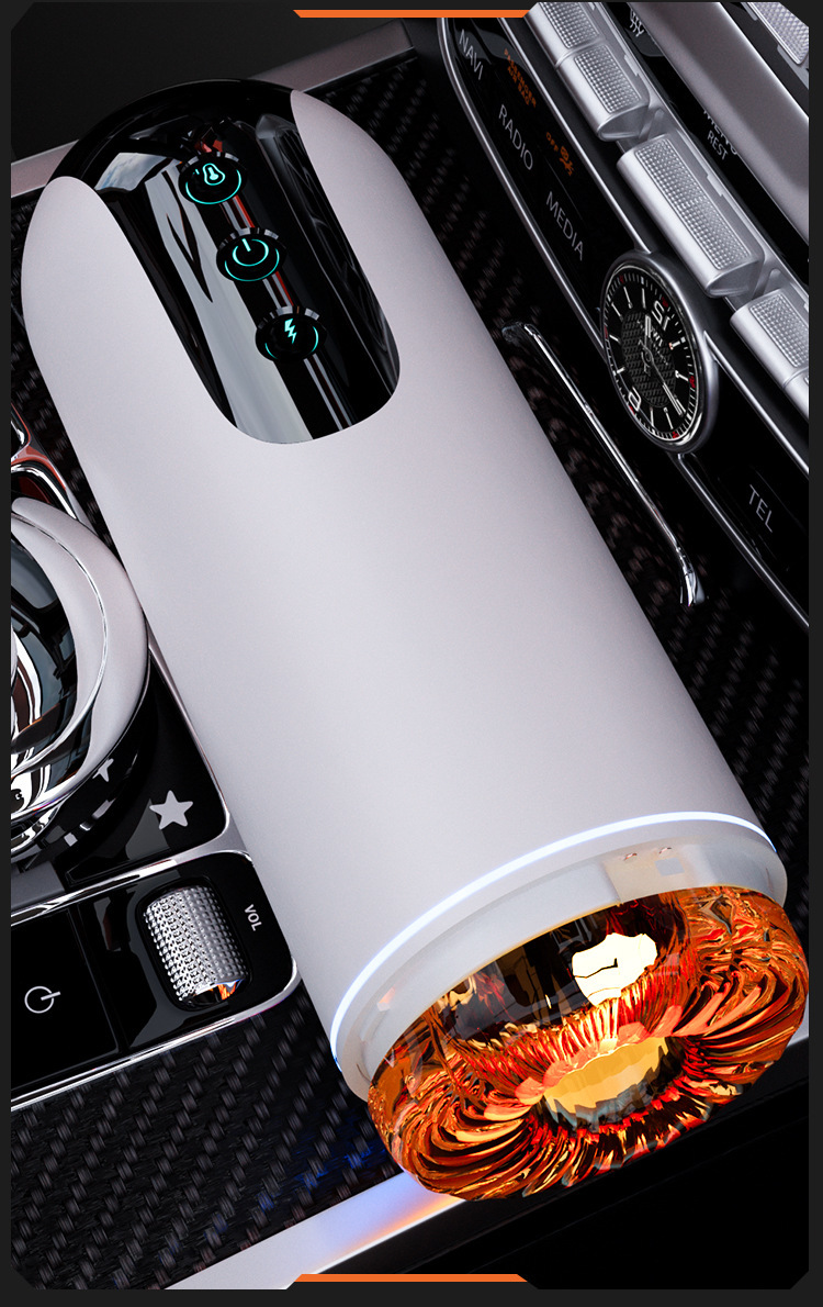 Electric Telescopic Male Masturbator Cup with Heating and Vibration, ABS and TPE — detail image 24