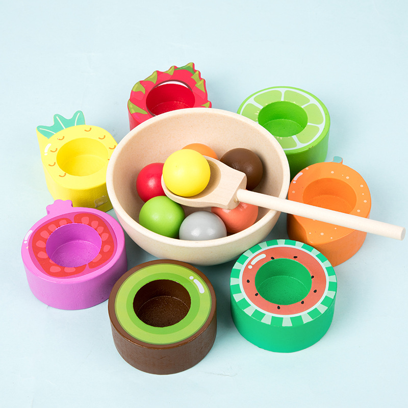 Montessori juego de cuentas de frutas clasificación de color coincidencia cognitiva bebé entrenamiento de movimiento fino rompecabezas juguetes divertidos image 7