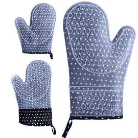 大眼睛硅胶手套加棉波炉烤箱手套斜多款波浪加厚加棉硅胶隔热手套