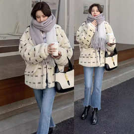 冬装皮草竹节貂毛绒绒外套宽松时尚仿水貂毛女款翻领加厚保暖衣服