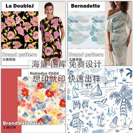 2025春夏新款服装面料 全涤雪纺四面弹汉服女装热升华转移印花