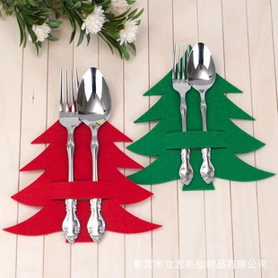 Factory wholesale new foreign trade non-woven Christmas felt Christmas tree tableware knife and fork bag party decoration products
