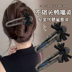 高级感水钻蝴蝶结气质抓夹女网红后脑勺盘发夹高端鸭嘴夹简约发饰