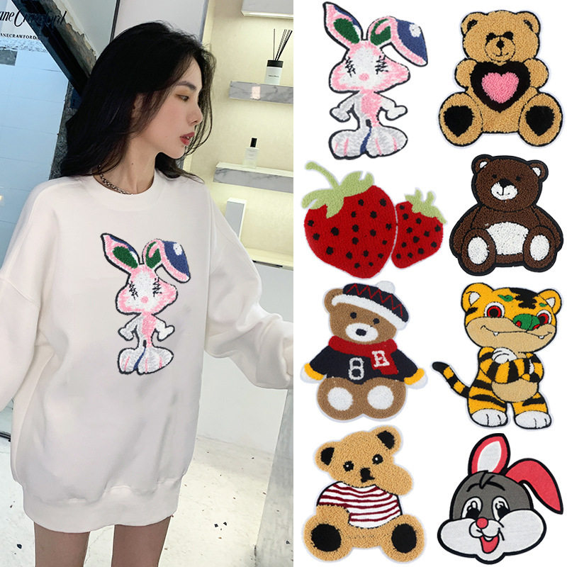 New Large Cartoon Bear Sewing Cloth Sticker Clothing Coat Decorative Patch Hole Repair Pattern diy Rabbit