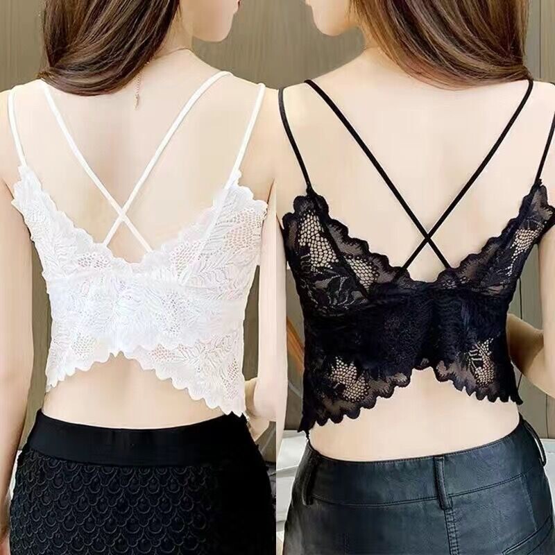 Thin Lace Long Camisole with Built-In Bra Pads, Trendy Backless Tube Top for Women, Popular Online Style